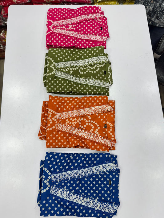 Embroidery Partywear Bandhani Suit Cotton Fabric